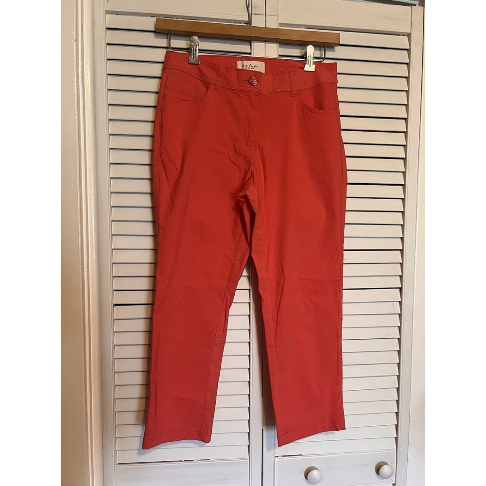 SAG HARBOR Coastal Sz 8 Pants Stretch Mid Rise Chinos Khakis Pink Cropped Ankle